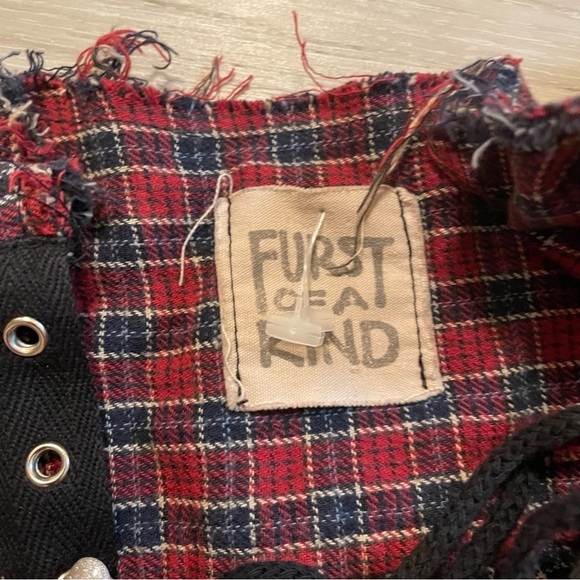 Furst of A Kind Upcycled Gothic Biker Flannel Lavender Up Edgy Bohemian FF - Picture 2 of 2